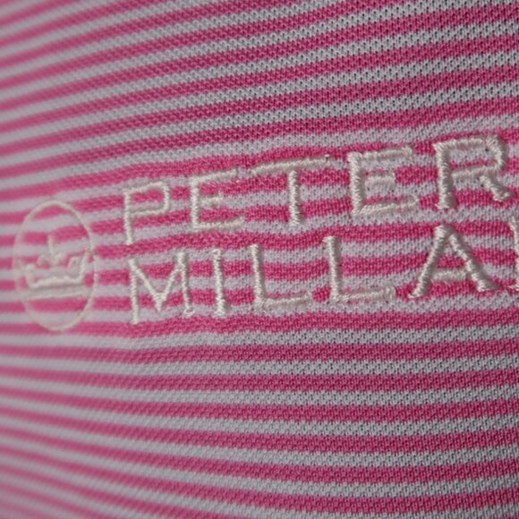 Peter Millar Pink Striped Performance Polo (L) ⛳️ - Picture 1 of 9